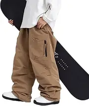 [SNOWVERB] Womens Mens Baggy Ski Insulated Pants Waterproof Cargo Snow Pants Snowboard Outdoor Hiking Pants for Winter Sports