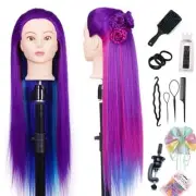 Training Head 26"-28'' Mannequin Head Hair Styling Manikin Purple Four Colors