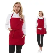 Aprons for Women with Pockets, Chef Apron for Men, Aprons One Size Red, 2 Pack