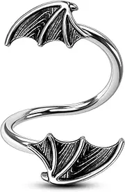 [CM Crareesi Mania] Bat Twist Helix Earrings 316L Stainless Steel Spiral Barbell 16G Helix Piercing Jewelry for Halloween Conch Tragus Piercing Jewelry, Metal, cubic-zirconia