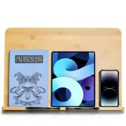 19.6x14 Bamboo Book Stand Adjustable Cookbook Holder for Desk Reading Textbooks