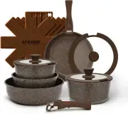 Kitchen Cookware Set - Nonstick Granite Coating, Pots and Pans with Handles and