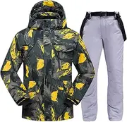 [JianShi] Ski Suit Men Winter Thermal Snow Pants Ski Jacket Set Skiing and Snowboarding Suits S