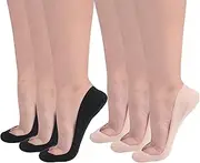 Soxbang Womens Truly No Show Socks for Flats Heels Non Slip Cotton Ultra Low Cut Liner Socks(6-Black+Nude,10-11.5)