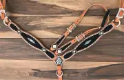 Western Natural Leather Set of Headstall and Breast Collar : 6531