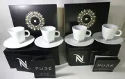 Nespresso Pure 2X2 Espresso Coffee Cups & 2X2 Saucers Festive LE 2016 W Sku ,New