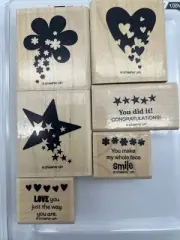 Stampin Up SPRINKLED EXPRESSIONS Wood Stamp Set Heart Star Love You Way You Are