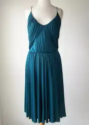ALESSANDRO DELL'ACQUA Teal Blue Drape Pleated Dress 44 8
