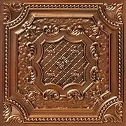 DCT04 Elizabethan Shield PVC 2' x 2' Lay-in or Glue-up Ceiling Tile (Covers / 300 sq.ft), Aged Copper, 75 Piece