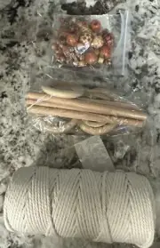 DIY Crafts Macrame Kit For Beginners, Starter Kit For Wall Hang, Wood Beads
