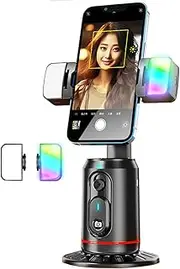SRIKEKL Auto Face Tracking Tripod, 360° Rotating Phone Holder Stand, No App, Gesture Control Smart Shooting Camera Mount with Selfie Light and Remote for Live Vlog Streaming Video Tiktok