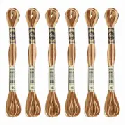 6 Skeins Embroidery Floss, Polyester Embroidery Threads Brown