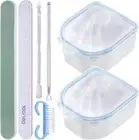 7Pcs Blue Nail Soaking Bowl Kit, Nail Polish Remover Tools Including Manicure Bo