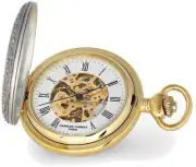 Charles Hubert 2-tone Ribbon & Shield Skeleton Dial Pocket Watch