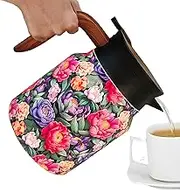 Retro Floral Teapot - Insulated Stainless Steel Tea Kettle with Built-in Infuser, Classic Design Thermal Pot | Decorative Tool for Holiday Entertaining, Festive Table Use, Winter Tea Time, Gatherings