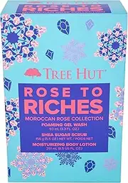 Tree Hut Holiday Rose to Riches Gift Set | Limited Edition | Boost Your Shower Routine | Includes Tree Hut's Signature Shea Sugar Scrub, Foaming Gel Wash, and Moisturizing Body Lotion