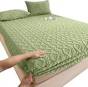 Plush Bed Covers | Shrinkage Resistant Quilted Elastic Sheets - Fade Resistant Comfy Bottom Sheet Velvet Bed Sheet Winter Warm Bedspread, for Home