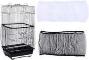 2Pcs Bird Cage Cover Mesh Netting,Nylon Mesh Net Cover,Universal Birdcage Dust Guard and Splash Proof Cloth, Elastic Fit, Lightweight, Breathable, Easy to Clean,Bird Cage Accessories（White+Black）