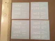 FOUR SHEETS WATER SLIDE SILK SCREENED COCA-COLA DECALS VARIOUS SIZES