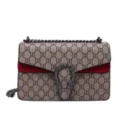 Women's Crossbody Shoulder Bag Retro Snakeskin Solid Color Chain Strap Clutch Leather Bag Red