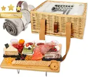 Wicker Picnic Basket 2 Person Wine Table Cooler Bag Cutlery Set Gift