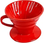 CAXUSD Handmade Coffee Filter Cup Ceramic Carafe Narrow Mouth Design Red for Home Office 1-2 Cup Coffee Maker