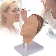 Reusable Silicone Facial Injection Training Model, Female Manikin Head Model with Internal Skeleton Frame, Adjustable Base Angle, Including Smile Lines and Crow's Feet, for Cosmetic Procedures