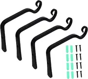 FONDOTIN 4Pcs Wall Mounted Plant Hanger Durable Hanging Hook for Decor for Planters and Wall Decoration Black Finish Easy Installation with Screws