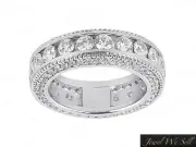 2.30Ct Round Diamond Milgrain w/ Accents Eternity Band Ring Platinum F VS2 Prong