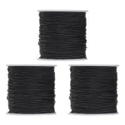 3pcs 1mm Dia 328ft Latex Elastic String for Bracelet Stretchy Cord, Black