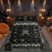 Castle Fairy Spider Comforter Set,Spider Web Gothic Animals Bedding Set Kids Teens Modern Decor,Halloween Theme Comforter with 1 Pillowcase for All Seasons,Twin