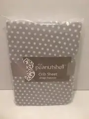 The Peanut Shell Dot Fitted Crib Sheet Gray White New