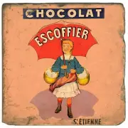 Studio Vertu, French "Chocolat Escoffier" Tumbled Botticino Marble Trivet, New