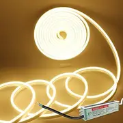 Waterproof Flexible LED Neon Strip Light with Power 12V Outdoor Silicone Rope 5 m 16.4 ft 600 SMD Pool Light Strip Suitable for Signature Bar Home Kitchen Bedr