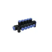A● SMC KM11-06-10-6 PBT Push-To-Connect Tubing Manifold, 2 Inlets-10 mm New
