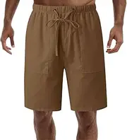 [Generic] Summer Shorts for Men Casual Drawstring Elastic Waist Solid Shorts with Pockets Pt Shorts Men
