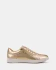 Hush Puppies Mimosa Soft Gold Leather Lace Up Casual Dress Sneaker Shoes Womens