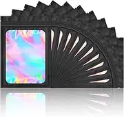 100 Pieces Smell Proof Mylar Bags- Resealable Holographic Packaging Pouch Bag with Clear Window for Food Storage Eyelash Jewelry Electronics Storage (Black, 2.8 x 4 Inch)