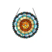 Tiffany-style stained glass Circus Tent 18" Round Window Panel suncatcher