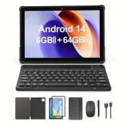 10.1" Android 14 Tablet 6GB+64GB Quad-Core with Case, Mouse, Stylus, Keyboard
