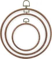Swpeet 3Pcs 4/ 6.1/ 7.7 Inches Circle Embroidery Hoops Kit, Imitated Wood Plastic Display Frame, Circle Cross Stitch Hoop Rings for Art Craft Sewing and Hanging Ornaments Home Decor