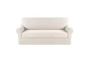 2 Pieces Stretch Sofa Covers (Base Cover and Seat Cushion Covers Slip Covers Couch Covers for 1/2/3 Seater - N.Ivory