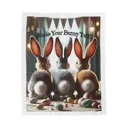 Plush Blanket - Shake Your Bunny Tail Design Soft Throw Easter Decor Cozy Gift