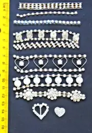 10 x Diamonte Encrusted Strips & Shapes For Decorating Craft Work