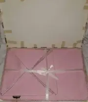 Linen Placemat and Napkin Set VINTAGE 8 pieces Pink Original Box