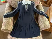 Old Navy NWT black lined long sleeve peasant dress sz XS