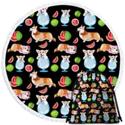 Funny and Cute Corgi Dog Scenes Round Beach Towel