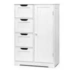 Bathroom Tallboy Cabinet Laundry Storage Shelf Toilet Cupboard with Drawer White