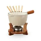 Twine Farmhouse Kitchen Enamel Cast Iron Set Cheese Melting Fondue Pot Metal ...