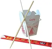 COMBO - Pack of 25 Chinese Take Out Boxes PAGODA 8 oz/Pint Size Party Favor and Food Pail with 25 Chopsticks